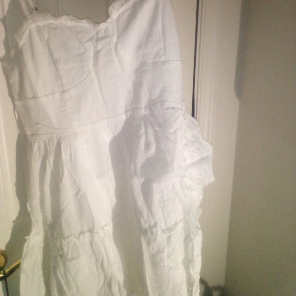 Pretty White Cotton Aeropostale Dress with ruffle on side